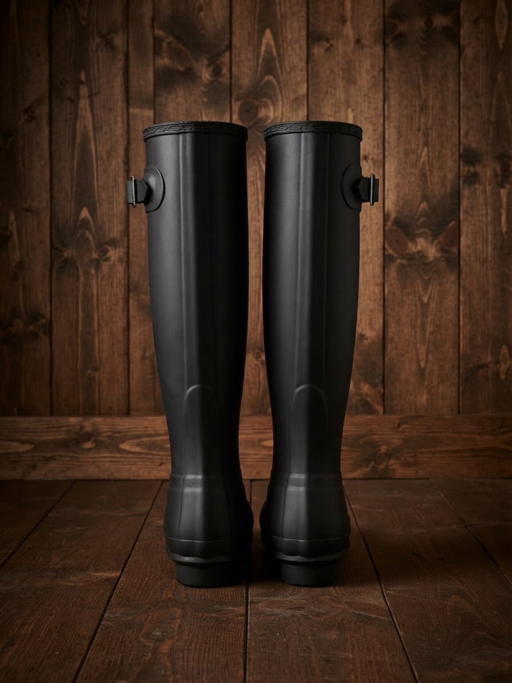 Hunter Women's Black Tall Matte Rain Boots with Side Buckle - Picture 5 of 8